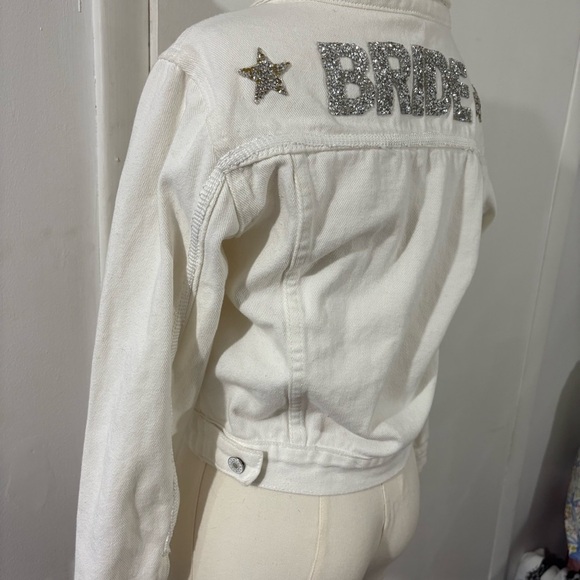 Event Blossom Bride White Denim Jacket Sz S/M Rhinestone Bridal Bachelorette - Picture 14 of 15